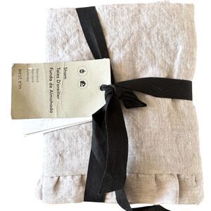 West Elm European Flax Linen Ruffle Standard Sham Gray/Lavender NEW